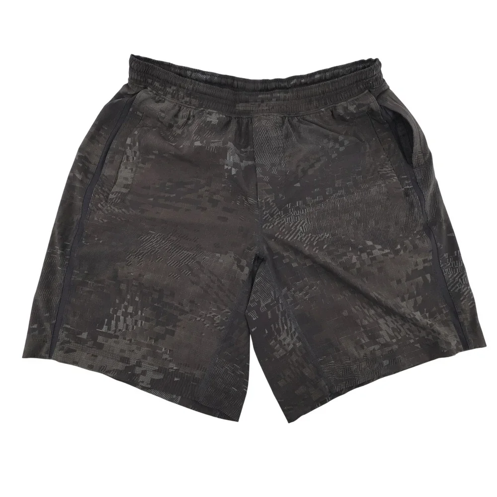 Lululemon Pace Breaker Lined Digital Camo Athletic Shorts Black Mens Large